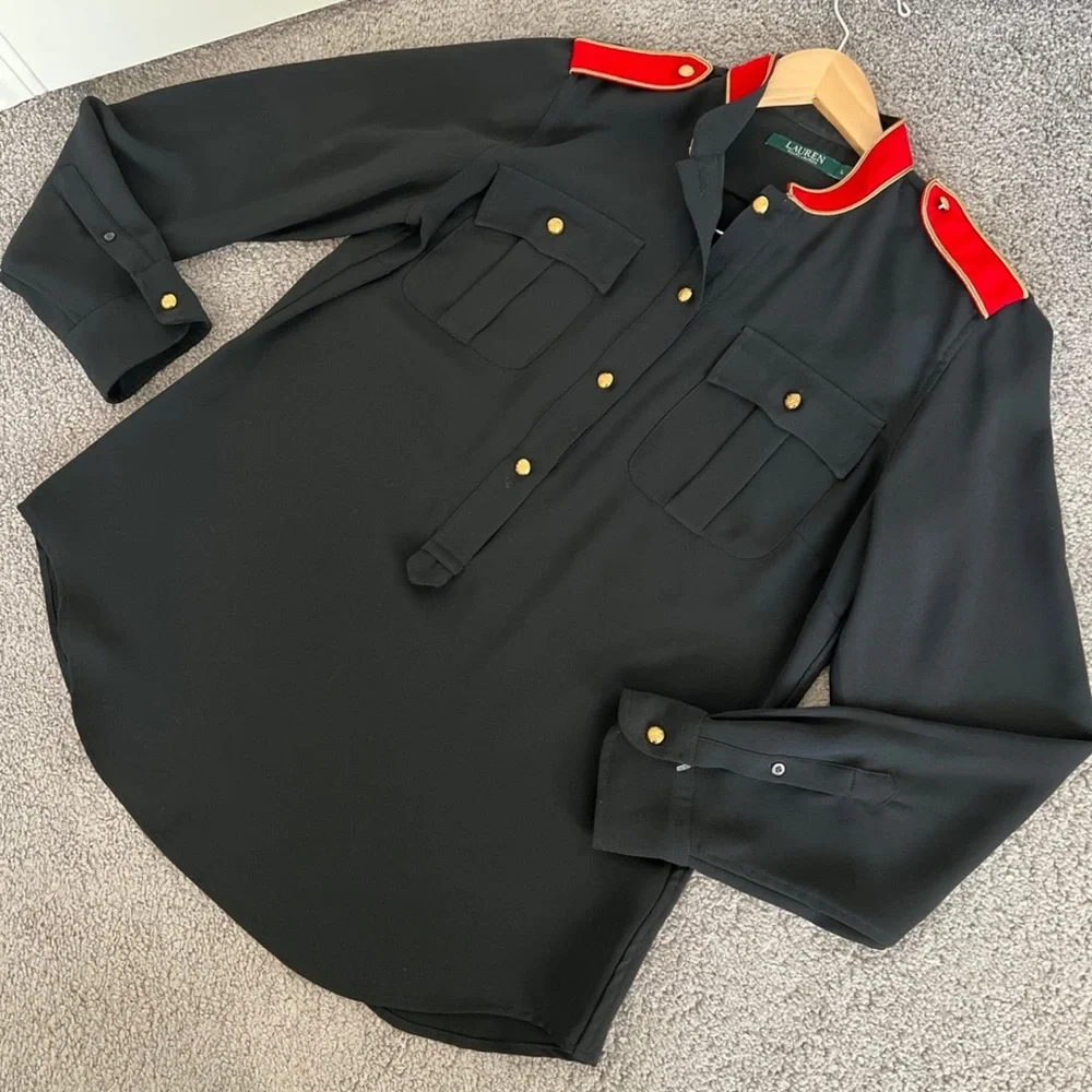 RALPH LAUREN WOMAN BLACK RED  shirt  LONG sleeves - Picture 5 of 8
